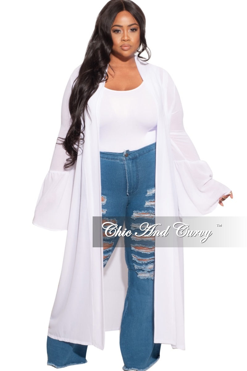 Final Sale Plus Size Sheer Chiffon White Duster – Chic And Curvy