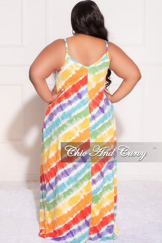 Final Sale Plus Size Tank Maxi Dress in Rainbow Tie Dye