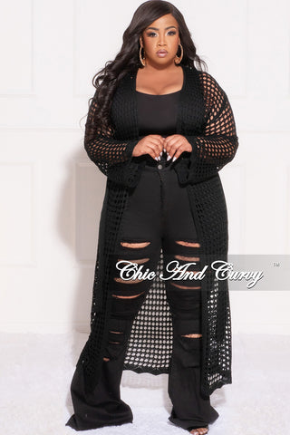Final Sale Plus Size Flare Leg Distressed Jeans in Black