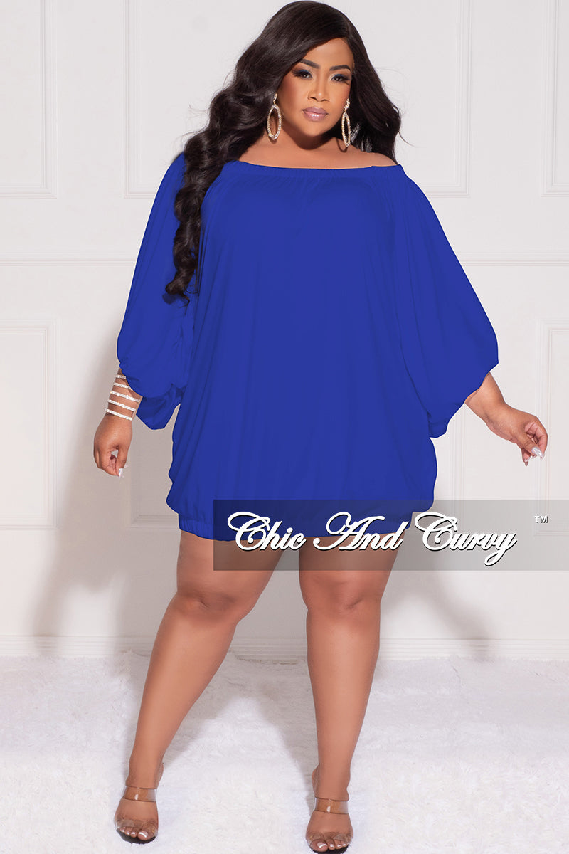 Final Sale Plus Size Off the Shoulder Bubble Dress in Royal Blue
