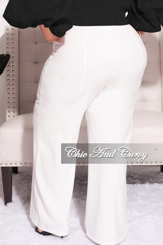 Final Sale Plus Size High-Waist Wide Leg Pants in White
