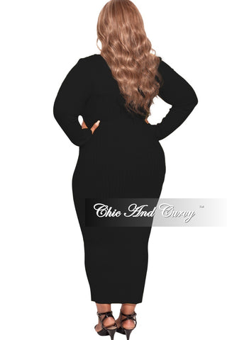 Final Sale Plus Size BodyCon Ribbed Knit Dress in Black