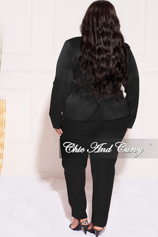 Final Sale Plus Size 3pc (Blazer, Tube Top & Pants) Set in Black