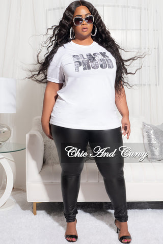 Final Sale Plus Size Crew Neck Short Sleeve Black & Proud T-Shirt in White