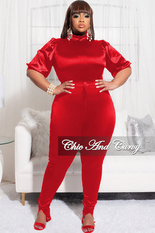 Final Sale Plus Size 2pc Satin Puffy Short Sleeve Bodysuit and Pants S –  Chic And Curvy