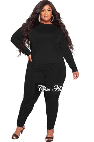 Final Sale Plus Size 2-Piece Top and Pants in Black