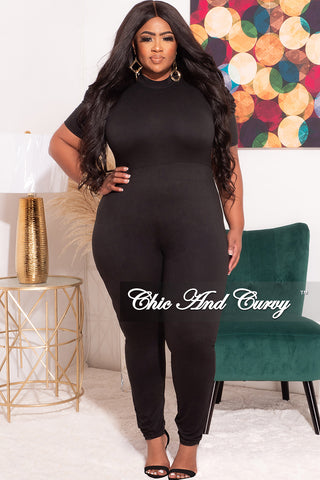 Final Sale Plus Size Mock Neck Fitted Jumpsuit in Black