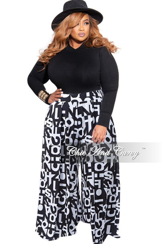 Final Sale Plus Size Palazzo Pants in Alphabet Print