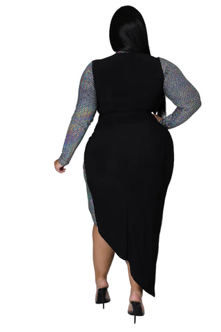 Final Sale Plus Size Faux Sequin Hologram Top in Silver