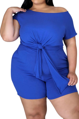 Final Sale Plus Size Set Ribbed Set in Royal Blue