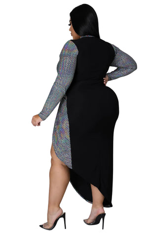 Final Sale Plus Size Faux Sequin Hologram Top in Silver