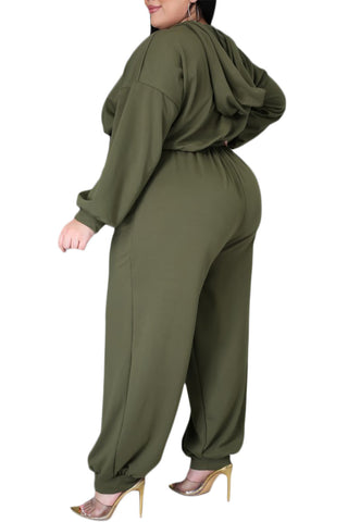 Final Sale Plus Size Oversized Harem Jumpsuit in Olive