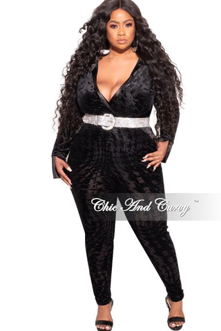 Final Sale Plus Size 2-Piece Sheer Pant Set in Black Houndstooth