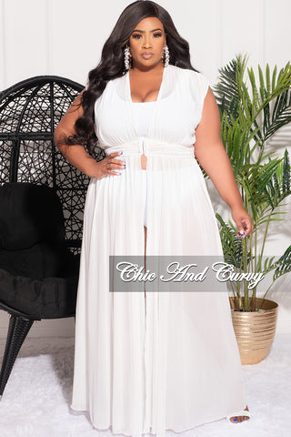 Final Sale Plus Size Goddess Cover Up / Duster in Ivory Chiffon