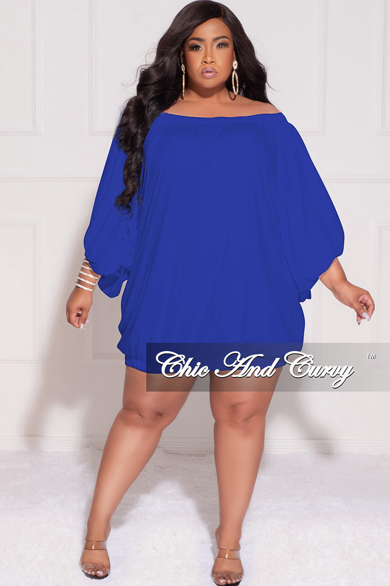 Final Sale Plus Size Off the Shoulder Bubble Dress in Royal Blue