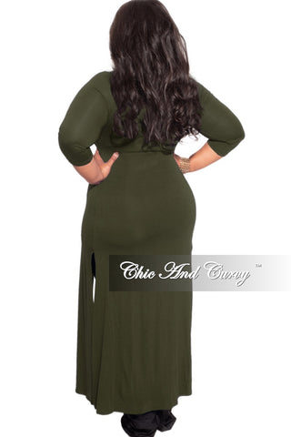 Final Sale Plus Size Long Tunic Top with Keyhole in Olive