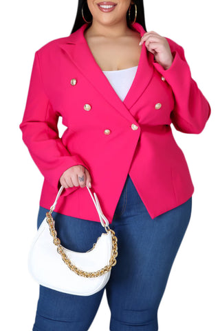 *Final Sale Plus Size Blazer in Fuchsia
