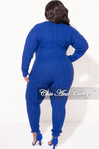 Final Sale Plus Size 2-Piece Sweater Pants Set in Royal Blue