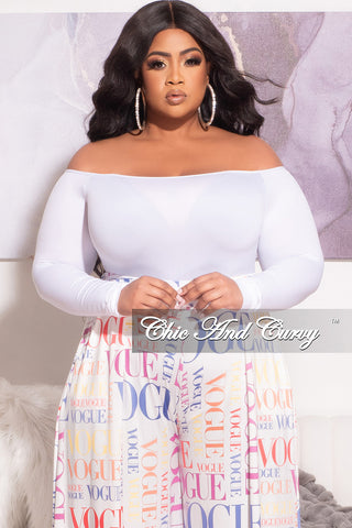 Final Sale Plus Size Long Sleeve Off the Shoulder Bodysuit in White