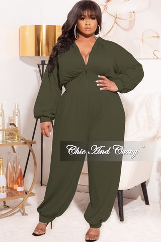 Final Sale Plus Size Oversized Harem Jumpsuit in Olive
