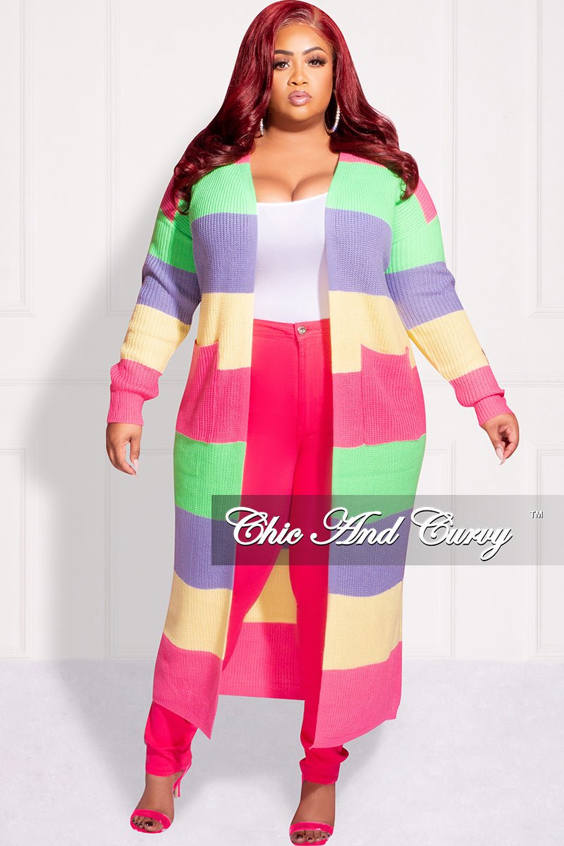 Final Sale Plus Size Knit Sweater Duster Pink, Yellow , Lime Green, Lavender