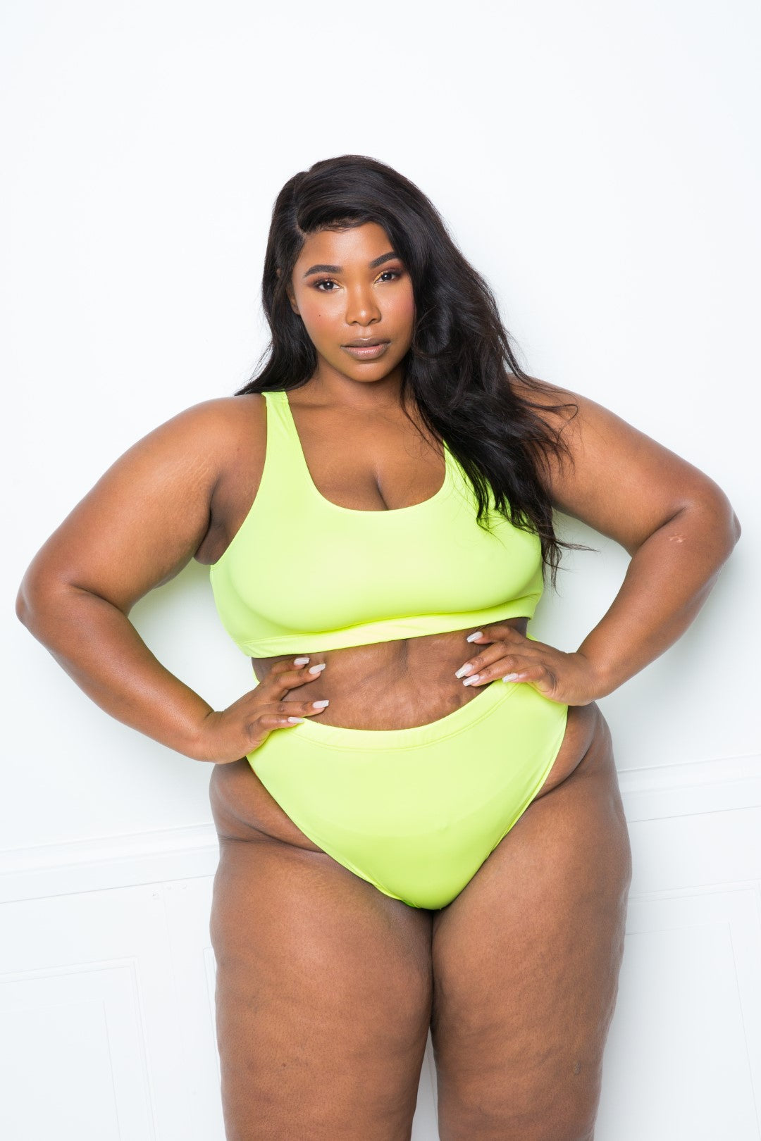 Final Sale Plus Size Bikini Set in Neon Yellow – Chic And Curvy
