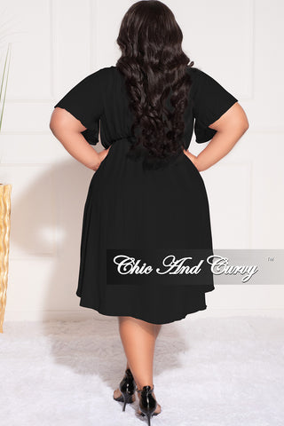 Final Sale Plus Size Chiffon HighLow Duster / Dress with Front Drawstring in Black