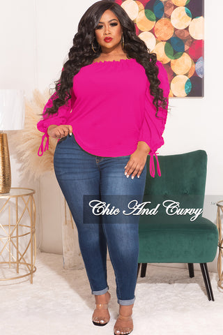 Final Sale Plus Size Off the Shoulder Top in Fuchsia