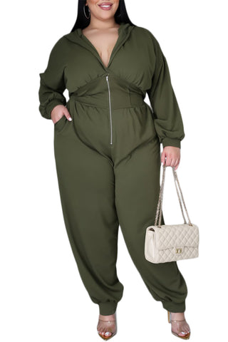 Final Sale Plus Size Oversized Harem Jumpsuit in Olive