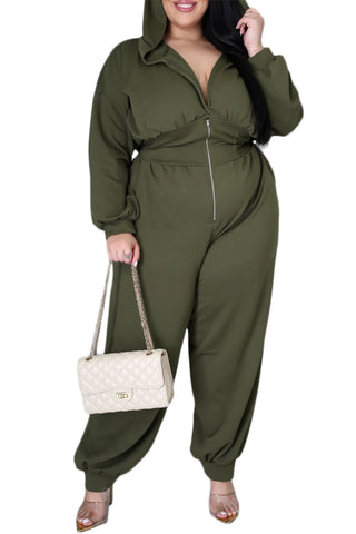 Final Sale Plus Size Oversized Harem Jumpsuit in Olive