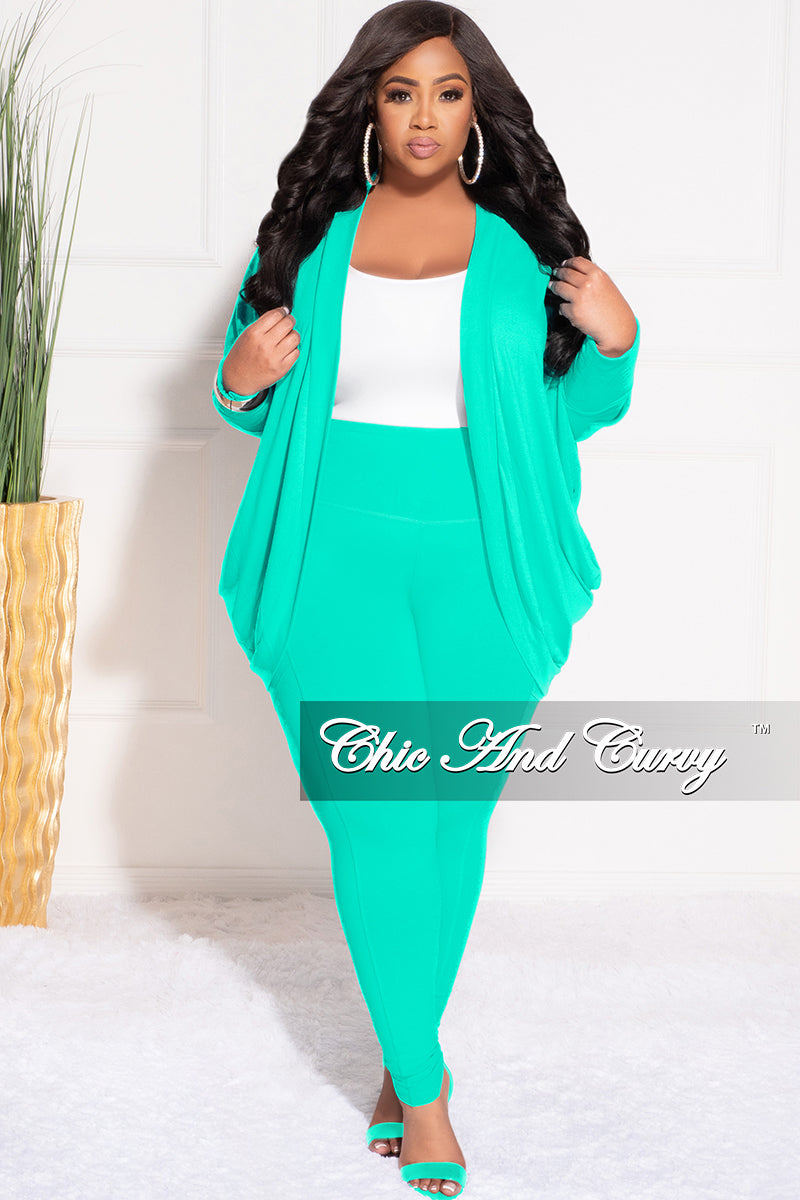 Final Plus Size 2pc Cardigan and Legging Set in Mint