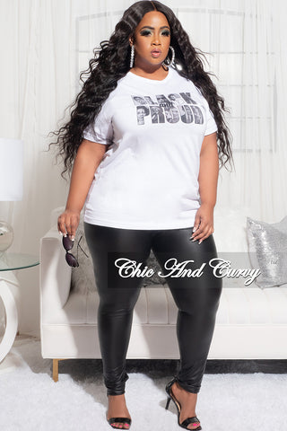 Final Sale Plus Size Crew Neck Short Sleeve Black & Proud T-Shirt in White