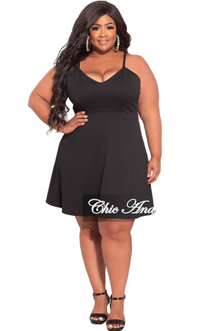 Final Sale Plus Size Spaghetti Strap Knit Crepe Dress in Black