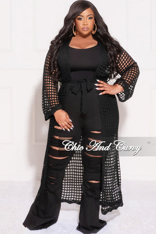 Final Sale Plus Size Flare Leg Distressed Jeans in Black