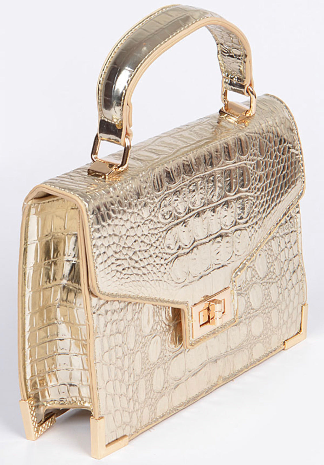 Final Sale Plus Size Patent Leather Purse in Silver or Gold Crocodile