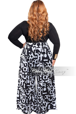 Final Sale Plus Size Palazzo Pants in Alphabet Print