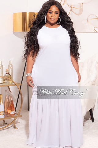 Final Sale Plus Size Maxi Dress in White with Ruffle