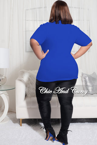 Final Sale Plus Size Short Sleeve V-Neck Boujee AF T-Shirt in Royal Blue