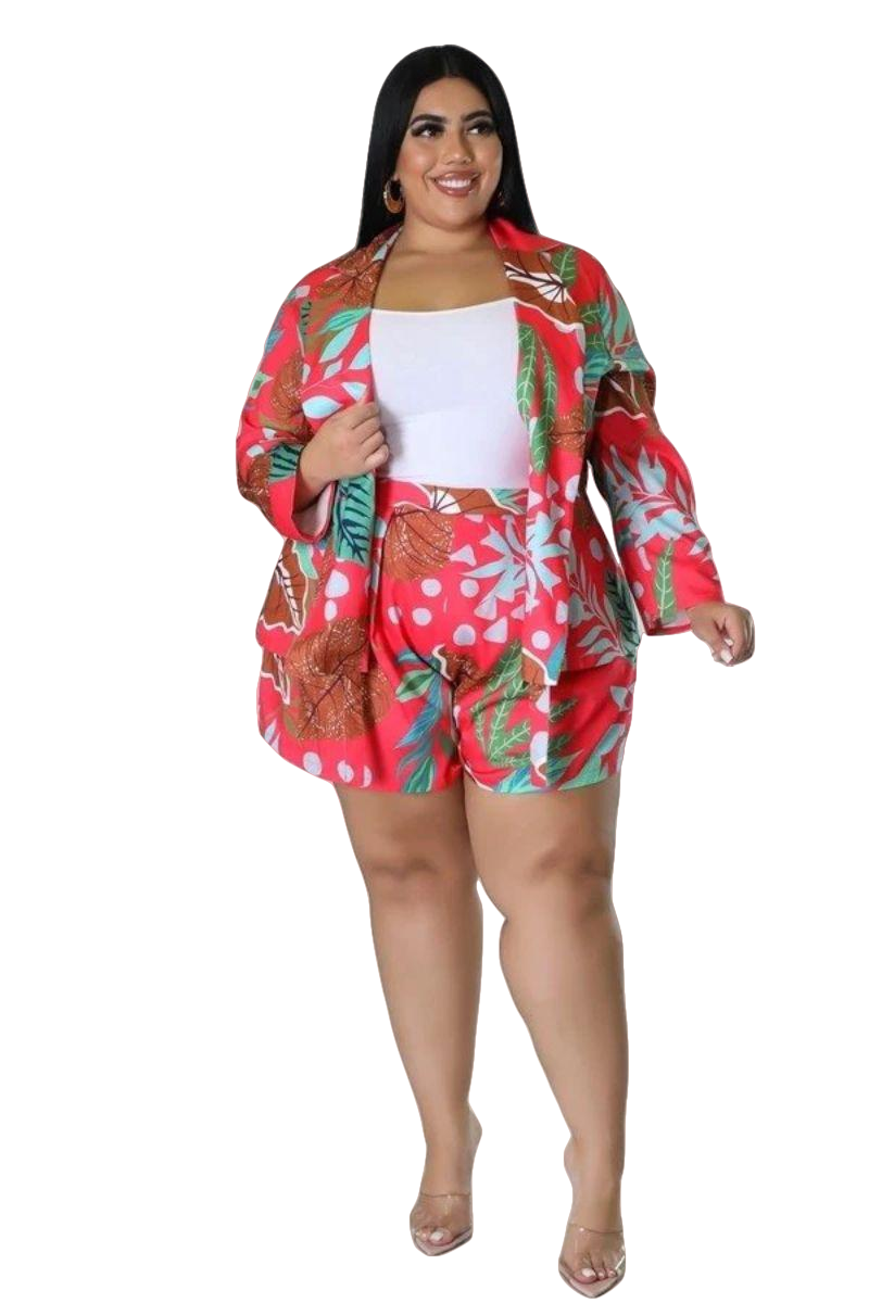Plus size blazer 2025 and shorts set