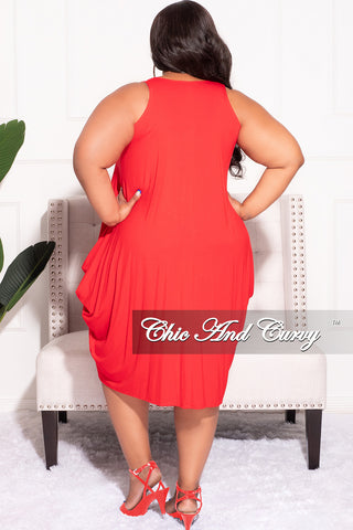 Final Sale Plus Size Sleeveless Bubble Dress in Red