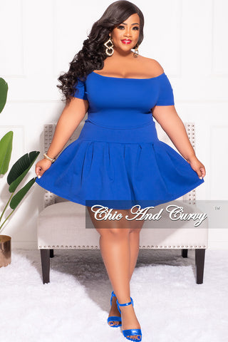 Final Sale Plus Size 2pc Set Skirt & Top in Royal Blue