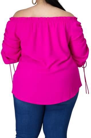 Final Sale Plus Size Off the Shoulder Top in Fuchsia