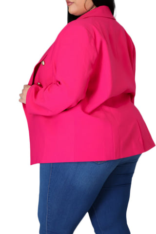 *Final Sale Plus Size Blazer in Fuchsia
