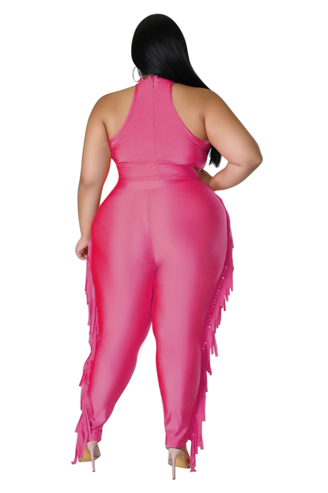Final Sale Plus Size 2pc Fringe Legging Set with Crop Top in