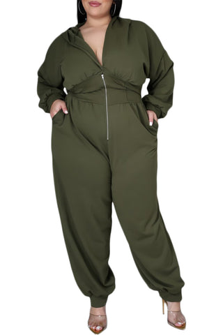 Final Sale Plus Size Oversized Harem Jumpsuit in Olive
