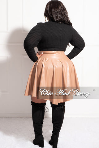 Final Sale Plus Size Faux Leather Skirt in Camel