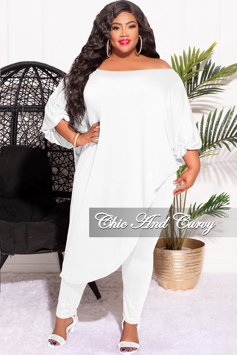 Final Sale Plus Size 2pc Set Off The Shoulder Top & Leggings in White – Chic  And Curvy