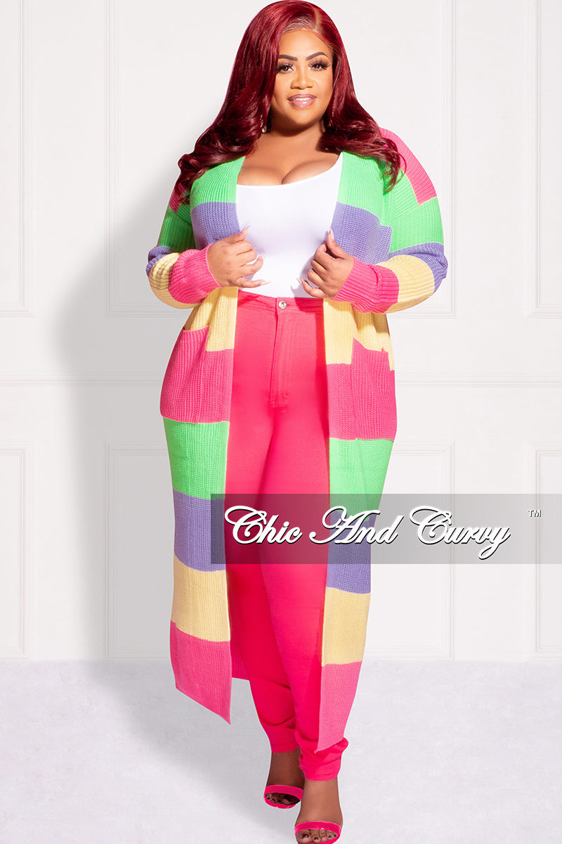 Final Sale Plus Size Knit Sweater Duster Pink, Yellow , Lime Green, Lavender