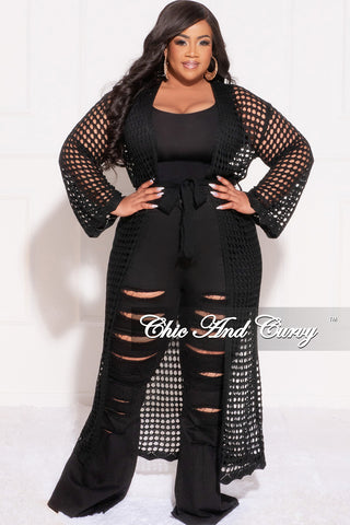 Final Sale Plus Size Flare Leg Distressed Jeans in Black