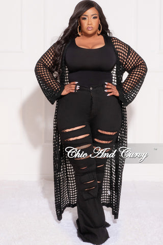 Final Sale Plus Size Flare Leg Distressed Jeans in Black